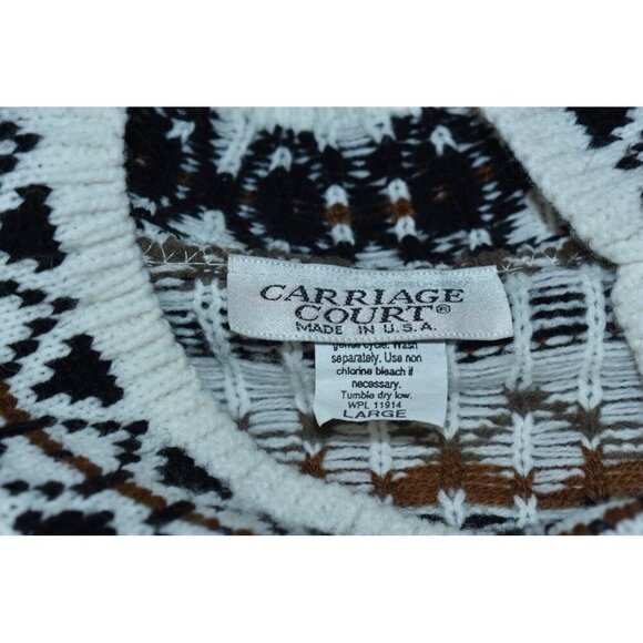Carriage Court Women's Sweater Size L Nordic Graphic High Neck Knit Vintage 90s - Picture 6 of 10